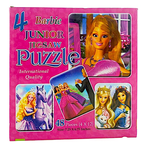 [9812146004239] 4 Junior Jigsaw Puzzle Barbie - 48 Pcs - Children's