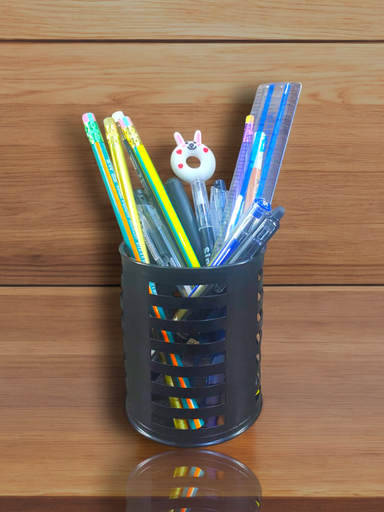 Round Metal Pen holder office black