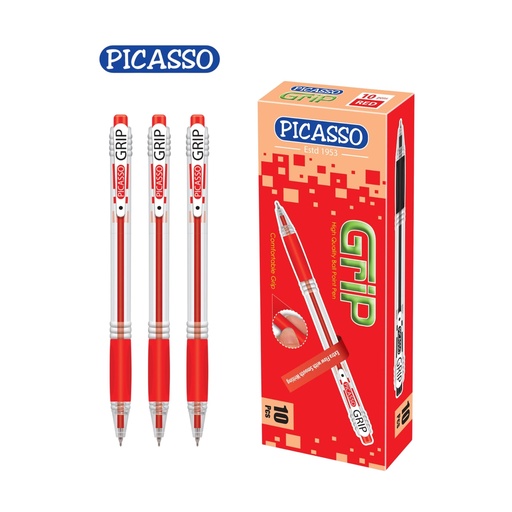 [1223243000418] Picasso Grip Ball Pen - Red - 1Pcs - No.P013