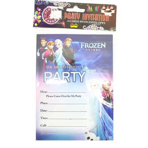 Party Invitation card - pack of 6