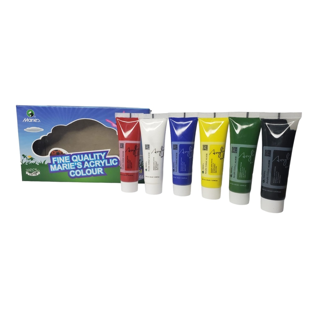 Fine Quality Acrylic Paints Set 6 Pieces - Maries