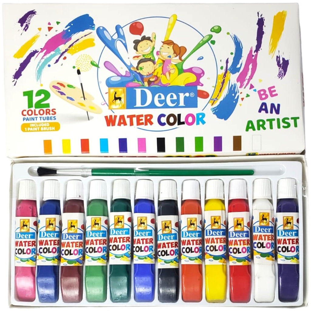 12 Water Color Paint Tube - 12 Vibrant Color - No. 40012 - Deer