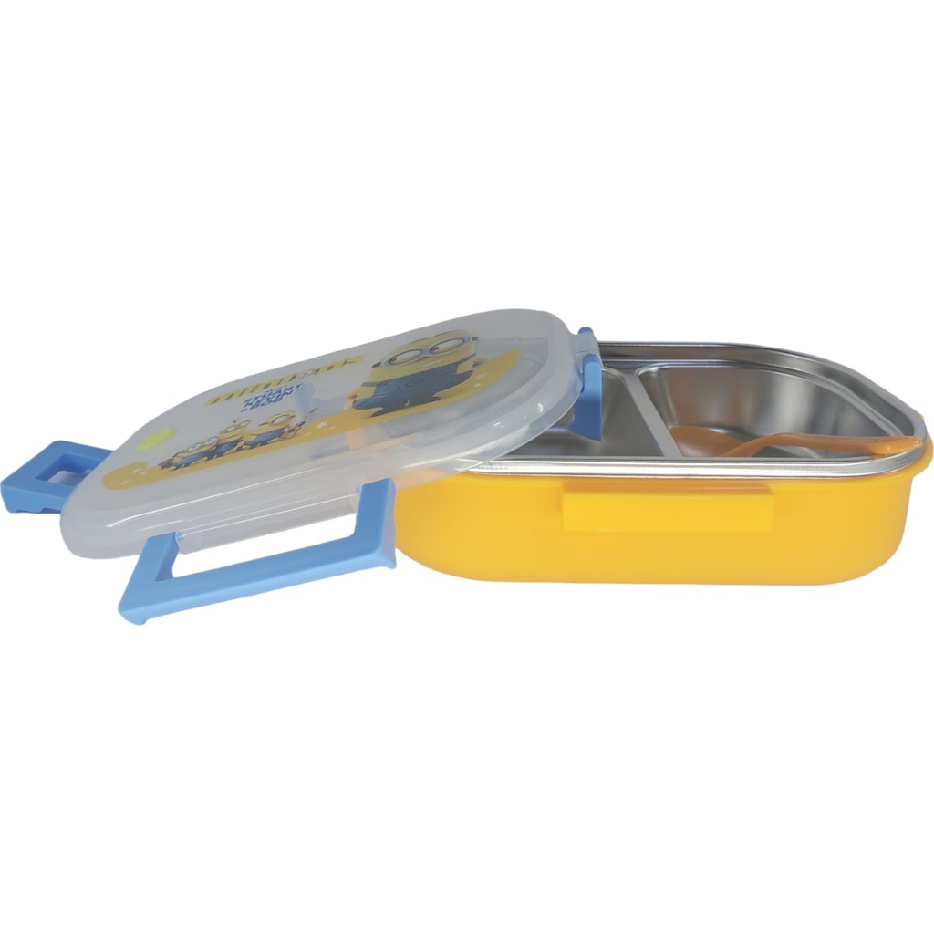 Minions Steel Lunch Box With Spoon - Yellow - A-3