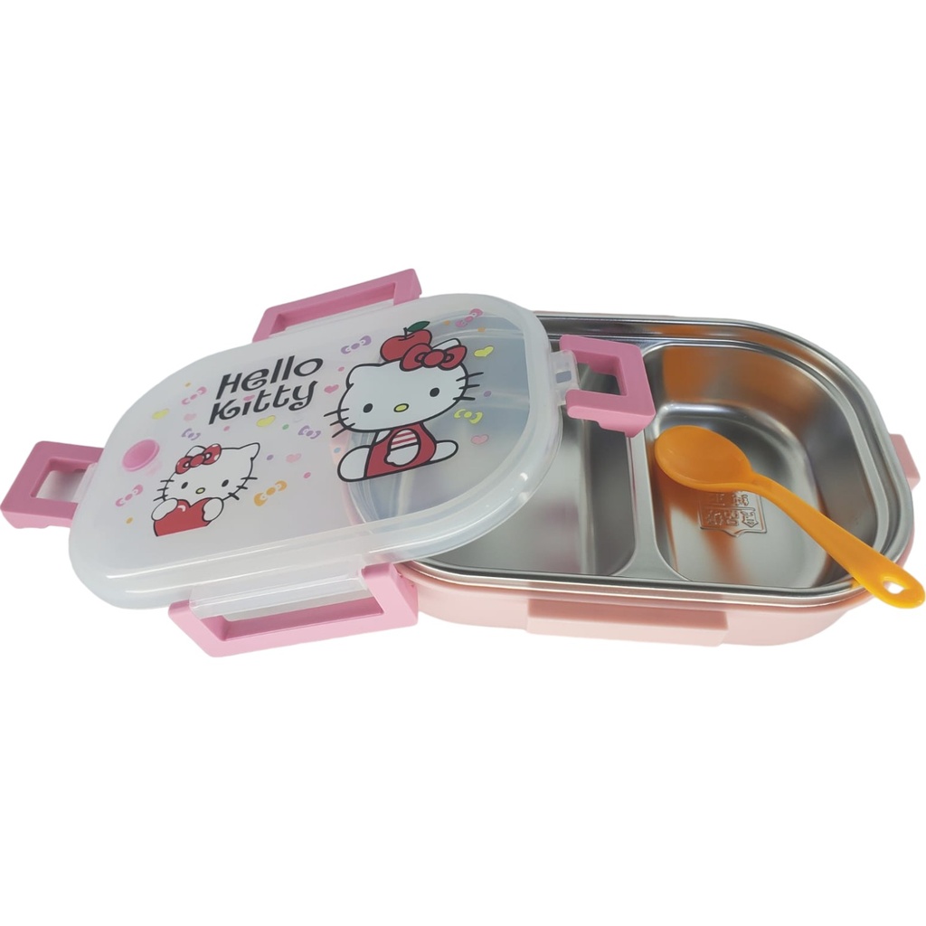 Hello Kitty Steel Lunch Box With Spoon - Pink - A-3