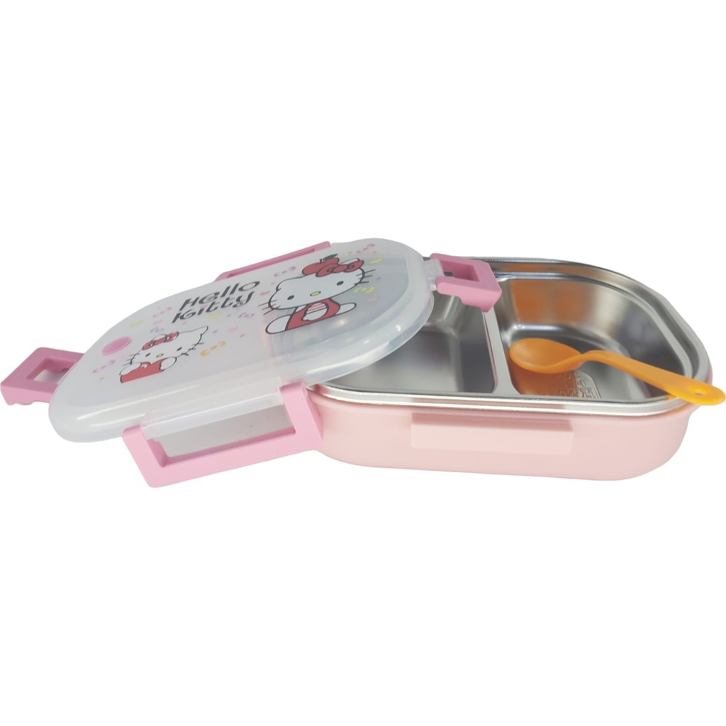 Hello Kitty Steel Lunch Box With Spoon - Pink - A-3