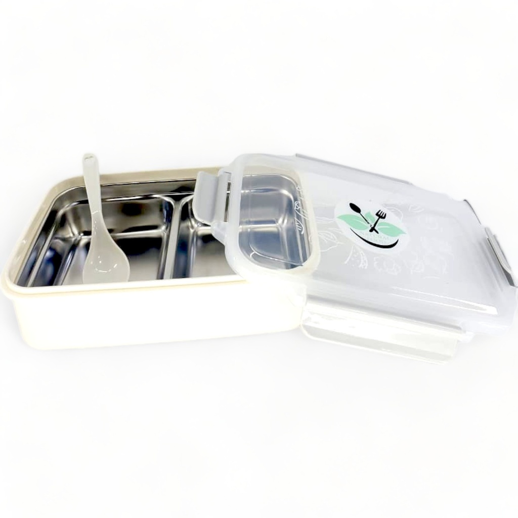 Natural Food Stainless Steel Lunch Box - Double Compartment - White | A-5
