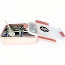 Natural Food Stainless Steel Lunch Box - Double Compartment - Pink | A-5