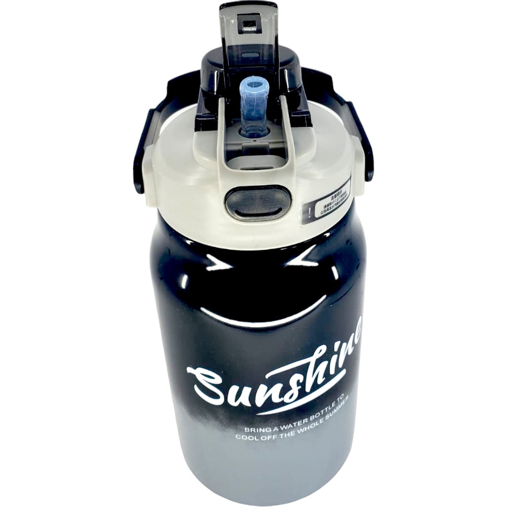 Double Sipper Sunshine Water Bottle - 1200 ml - Bk/Gy- No. B-6