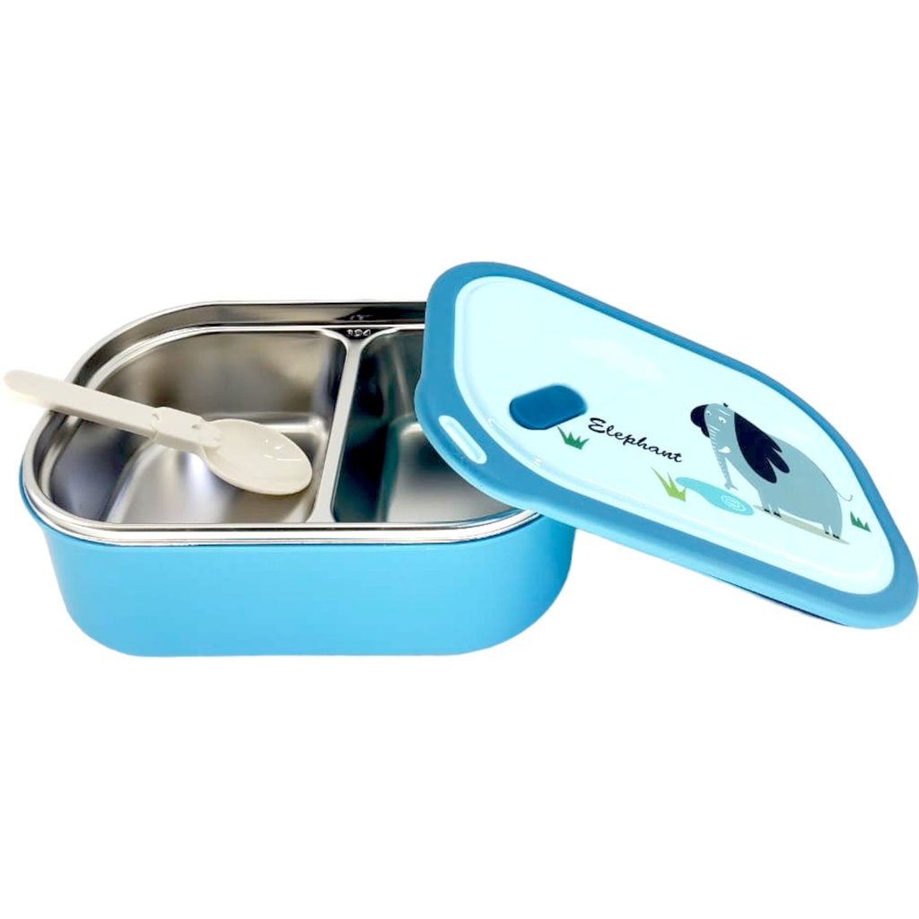 Elephant Stainless Steel Lunch Box - Double Compartment - Blue | A-10