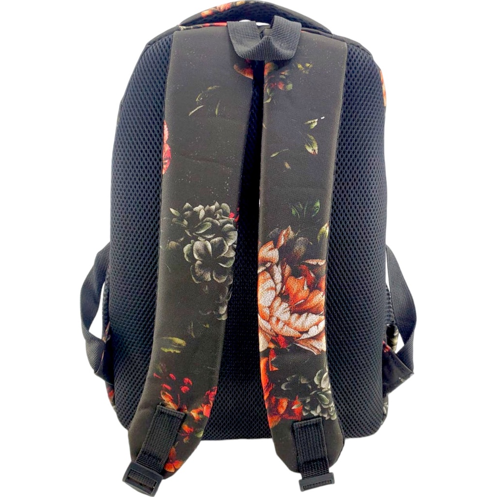 Flower Printed School Bag - Black - Class - 1 - 2