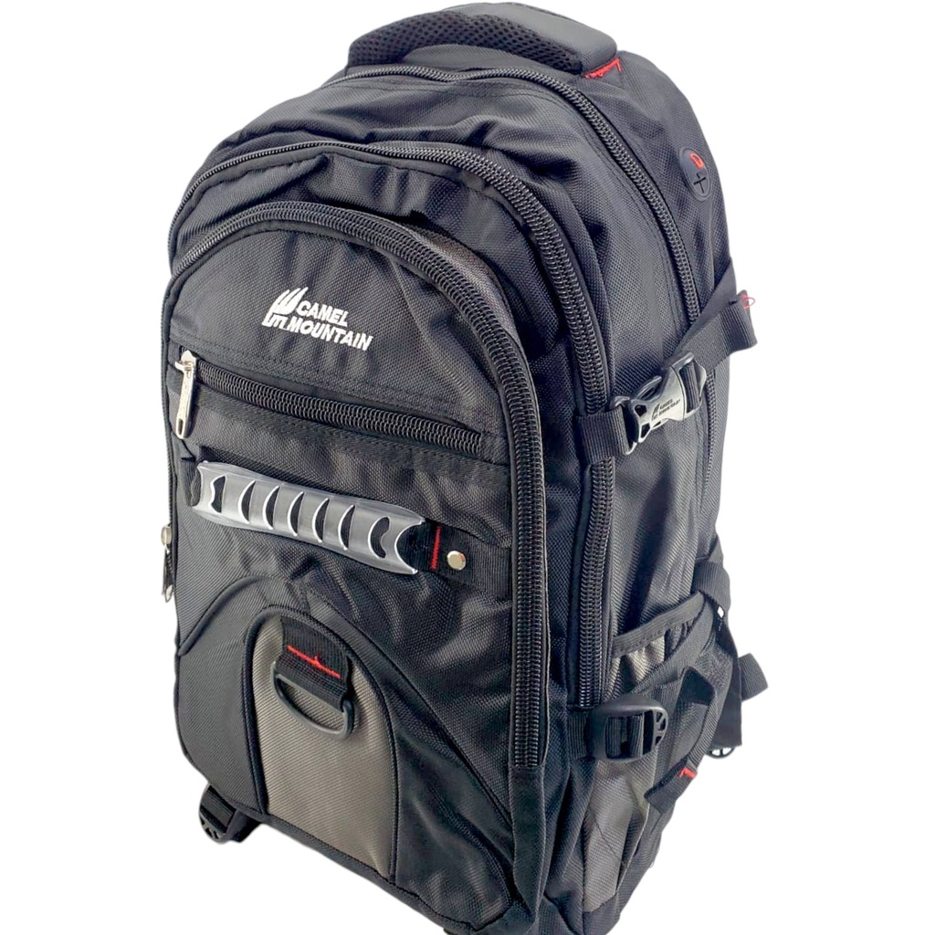 Camel Mountain 20Inch School Bag With Holding Belt- Black/Grey - Class - 3 - 8