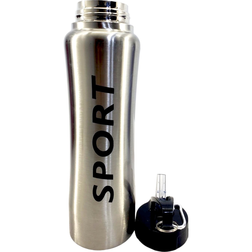 Grogeous Stainless Steel AMSZM Sports Water Bottle - 750 ml - Silver - No. 8310