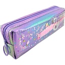 Single Zipper Glitter Pencil Pouch - Purple - No. TZJZ-866