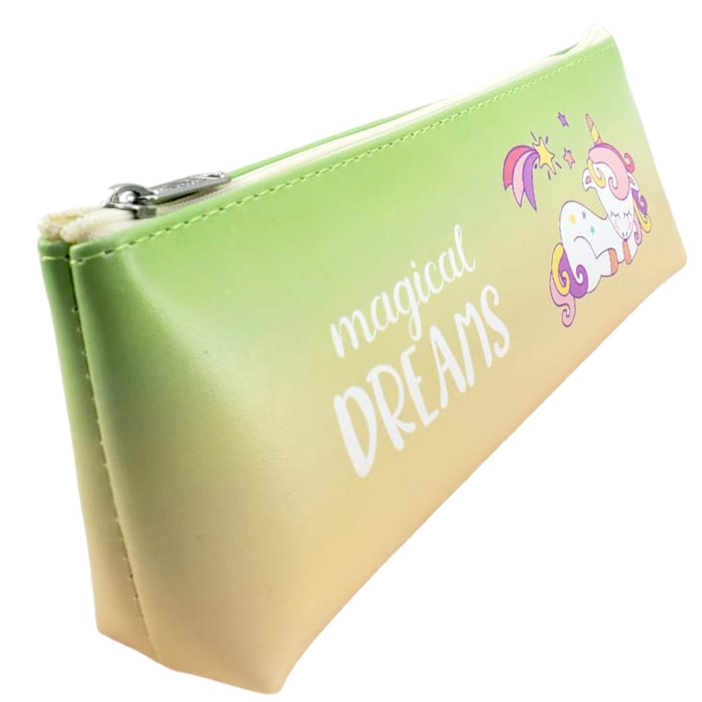 Green/Peach Unicorn Pencil Pouch - No. BD-789