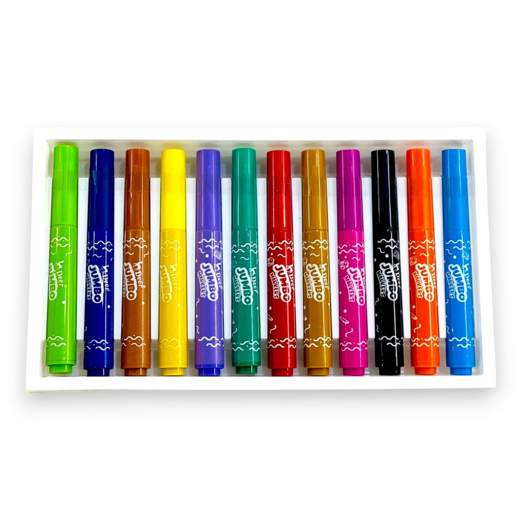 Deer Jumbo Colouring Markers - 12 Colors - 90008