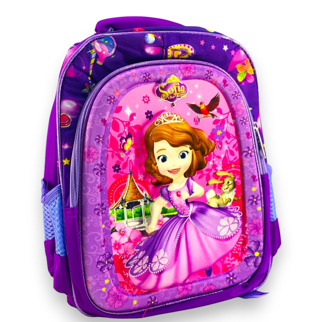 Sofia School Bag Embossed With Light Pre Primary School Bag - Purple