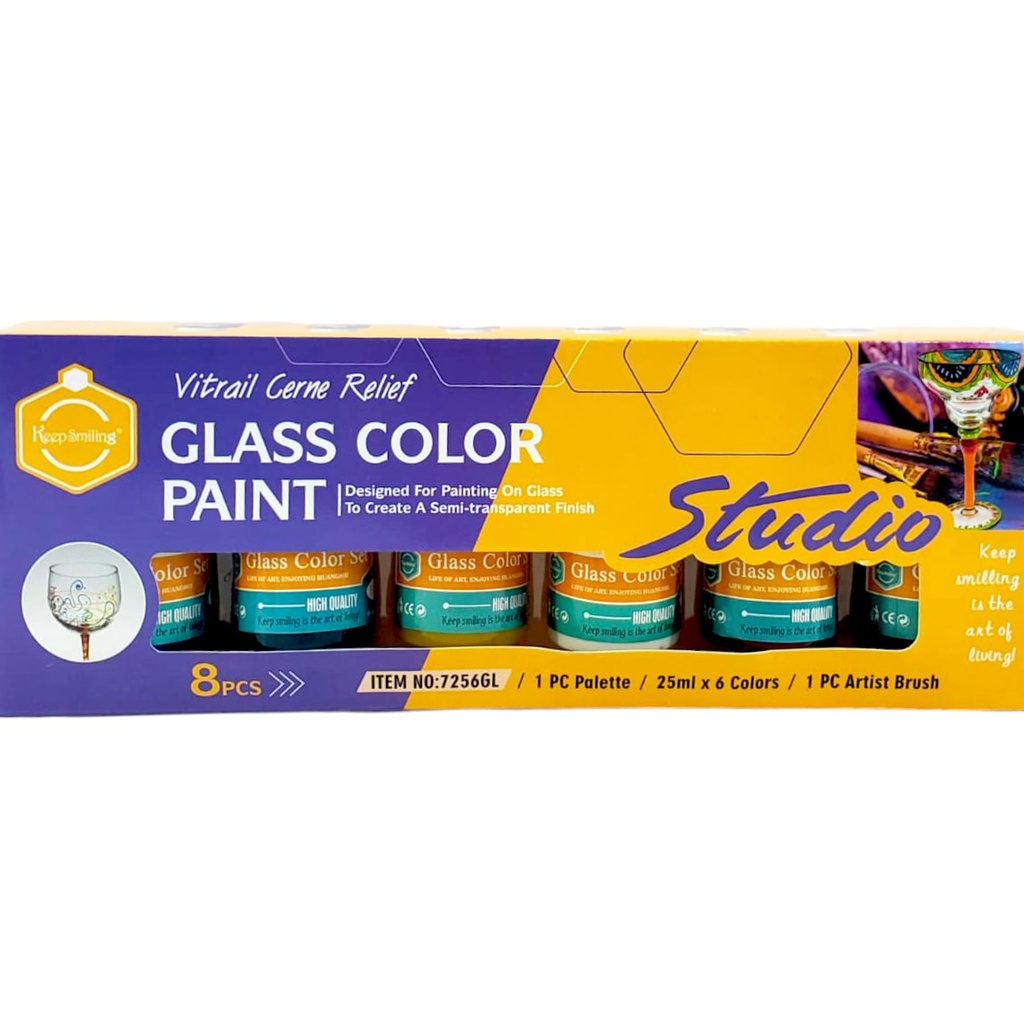 Glass Color Paint Studio - 6 Pcs - No. 7256GL
