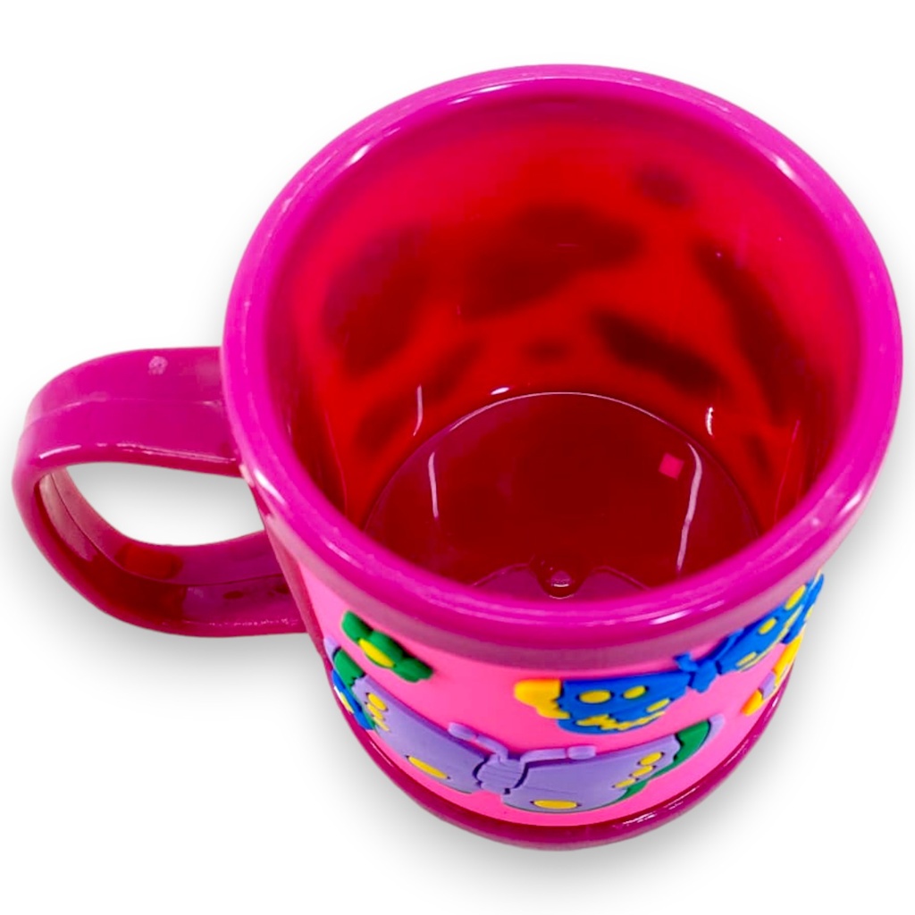 Butterfly Deisgned Famous Plastic Mug - Pink