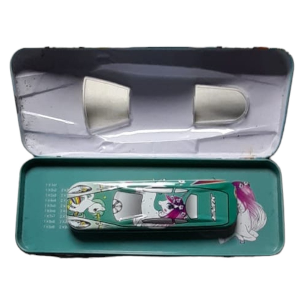 Metallic Car Pencil Box - Unicorn
