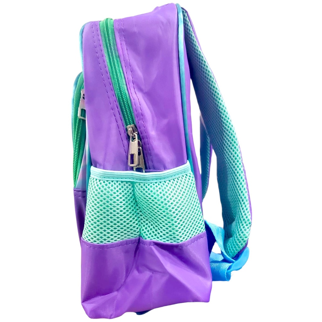 Frozen Emboss Pre-Primary School Bag - 13 Inch - Purple/Green