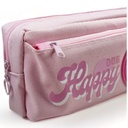 Happy Dog Double Zipper Pouch - pink