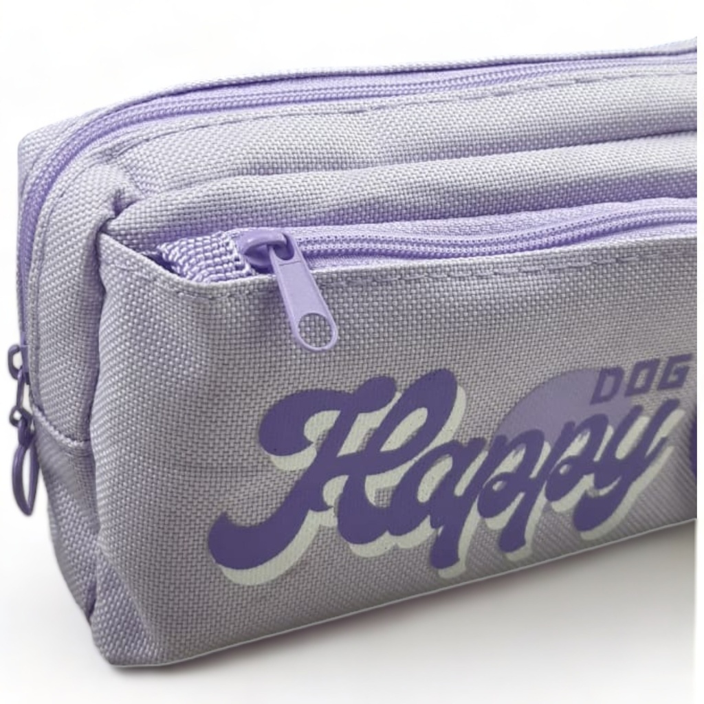Happy Dog Double Zipper Pouch - Purple
