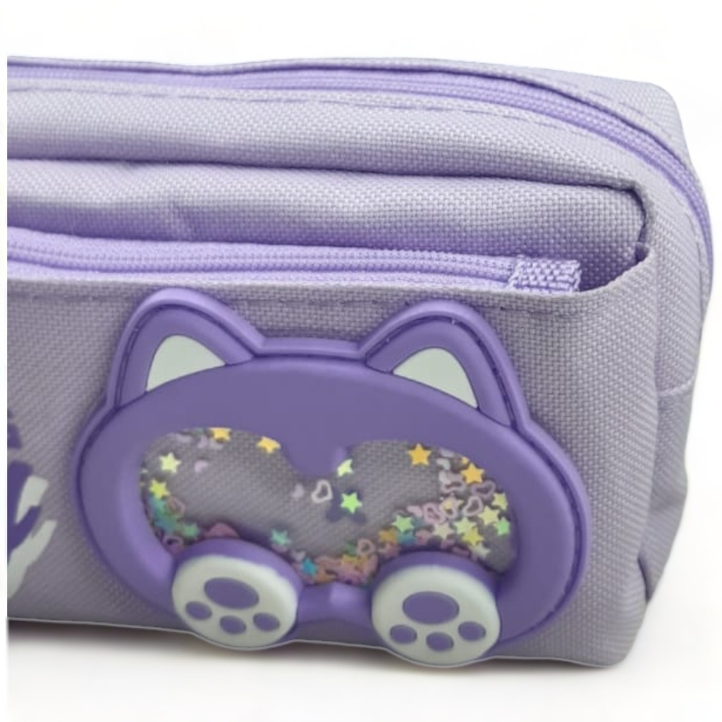 Happy Dog Double Zipper Pouch - Purple