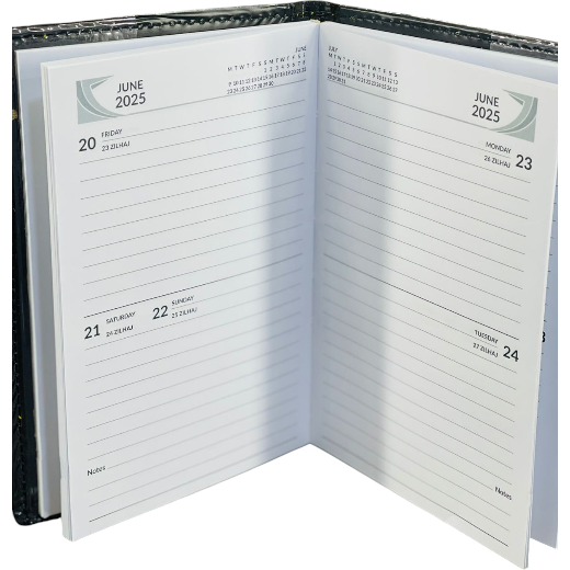 Daily Diary For Year 2025 - (2 Date 1 Page) - Large (Imported White Paper)