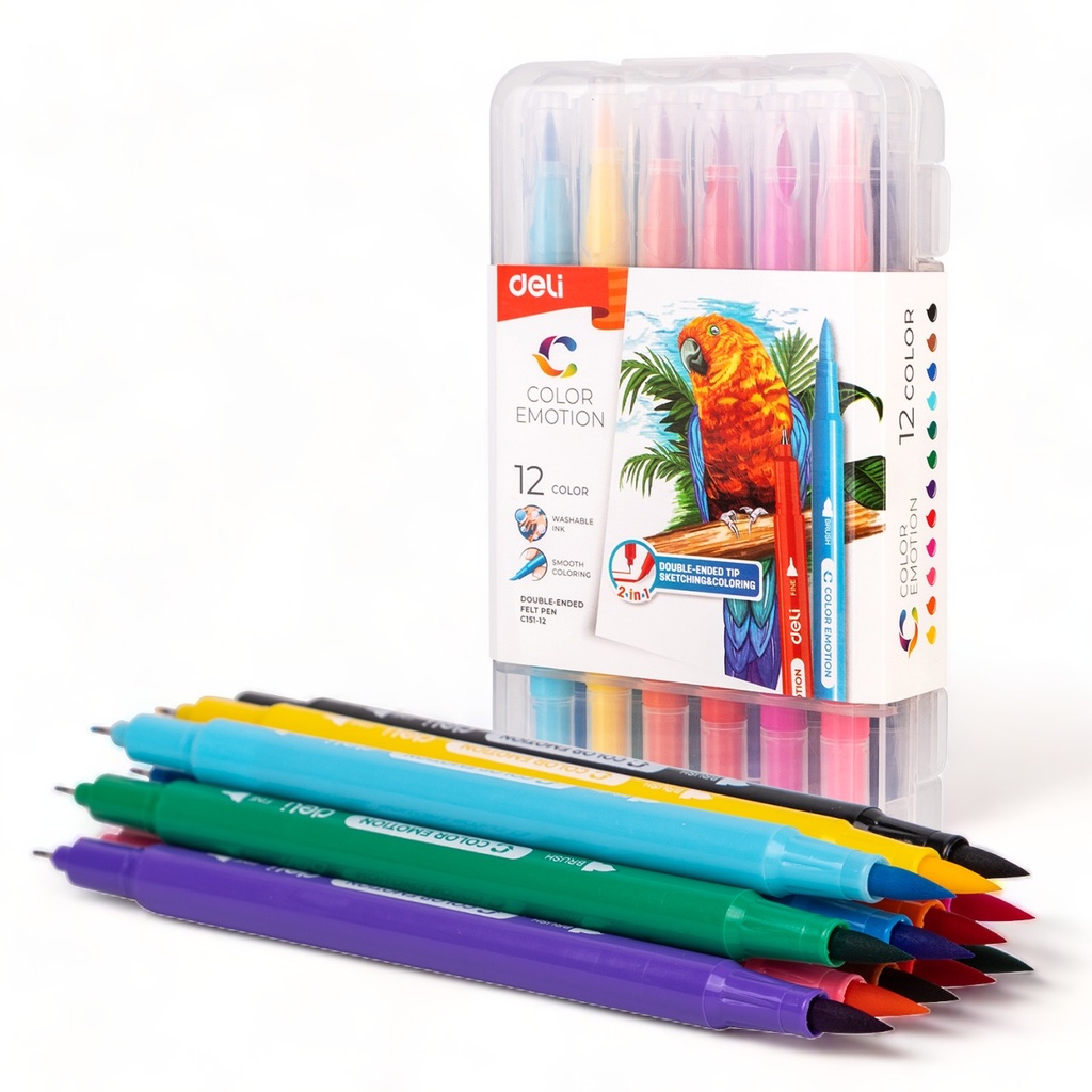 Double Ended Tip Washable Markers - 12 Colors Emotion - C151-12