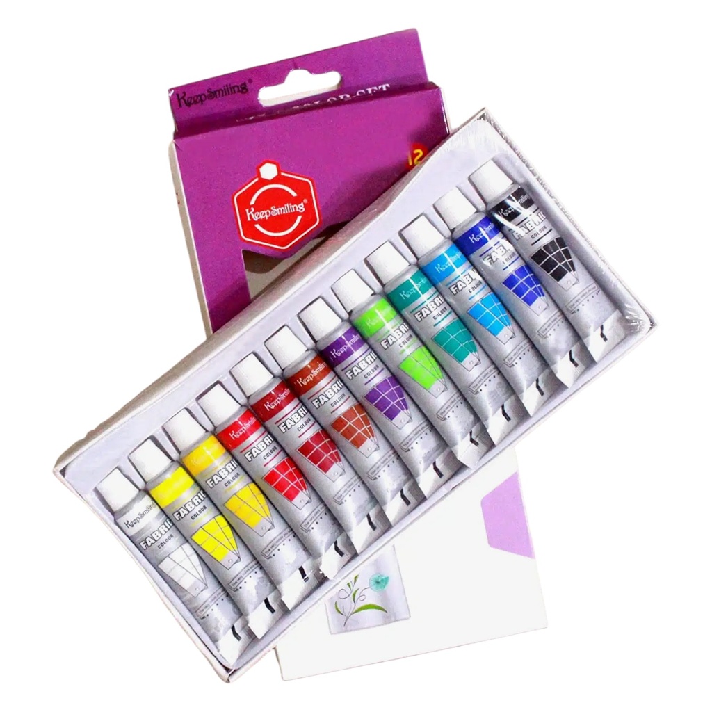 Fabric Colors - 12 Tubes - 6ml - Keep Smiling - No.7706F