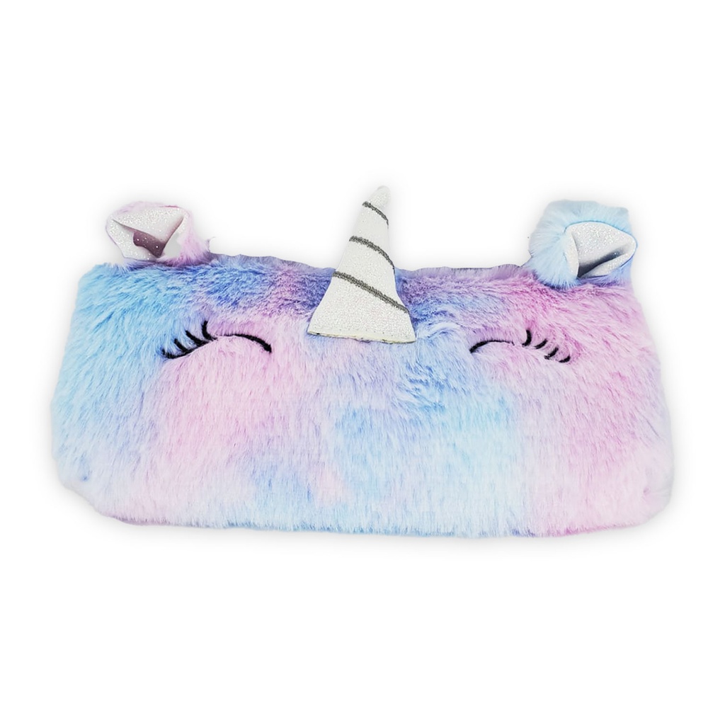 Fur Pencil Pouch - Blue - Unicorn