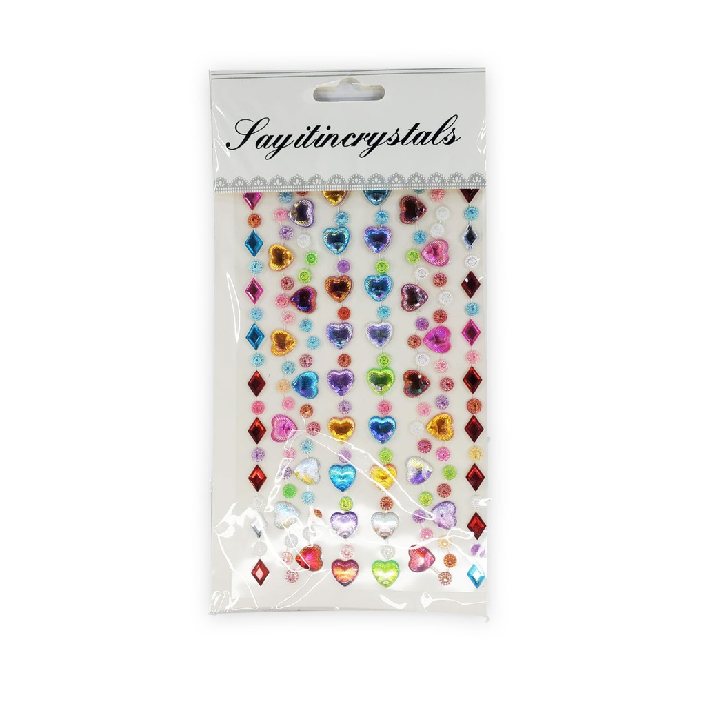 Multi Color Heart Crystal Beads Stickers - 486-13