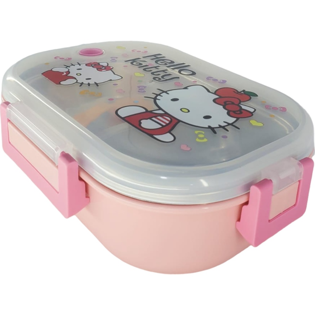 Hello Kitty Steel Lunch Box With Spoon - Pink - A-3