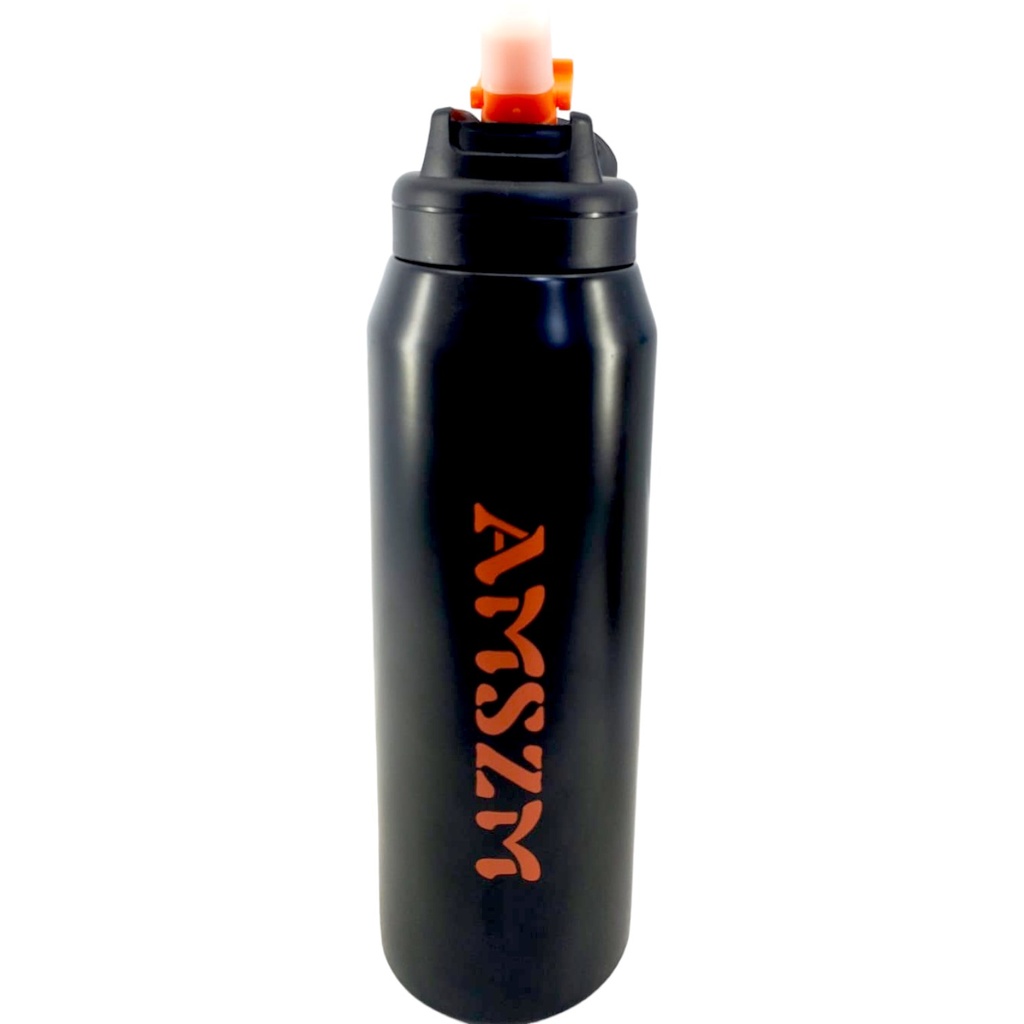 Grogeous Stainless Steel AMSZM Water Bottle - 800 ml  / Double Walled Insulated Bottle 650ML WC-002 / - Black - No. 6083