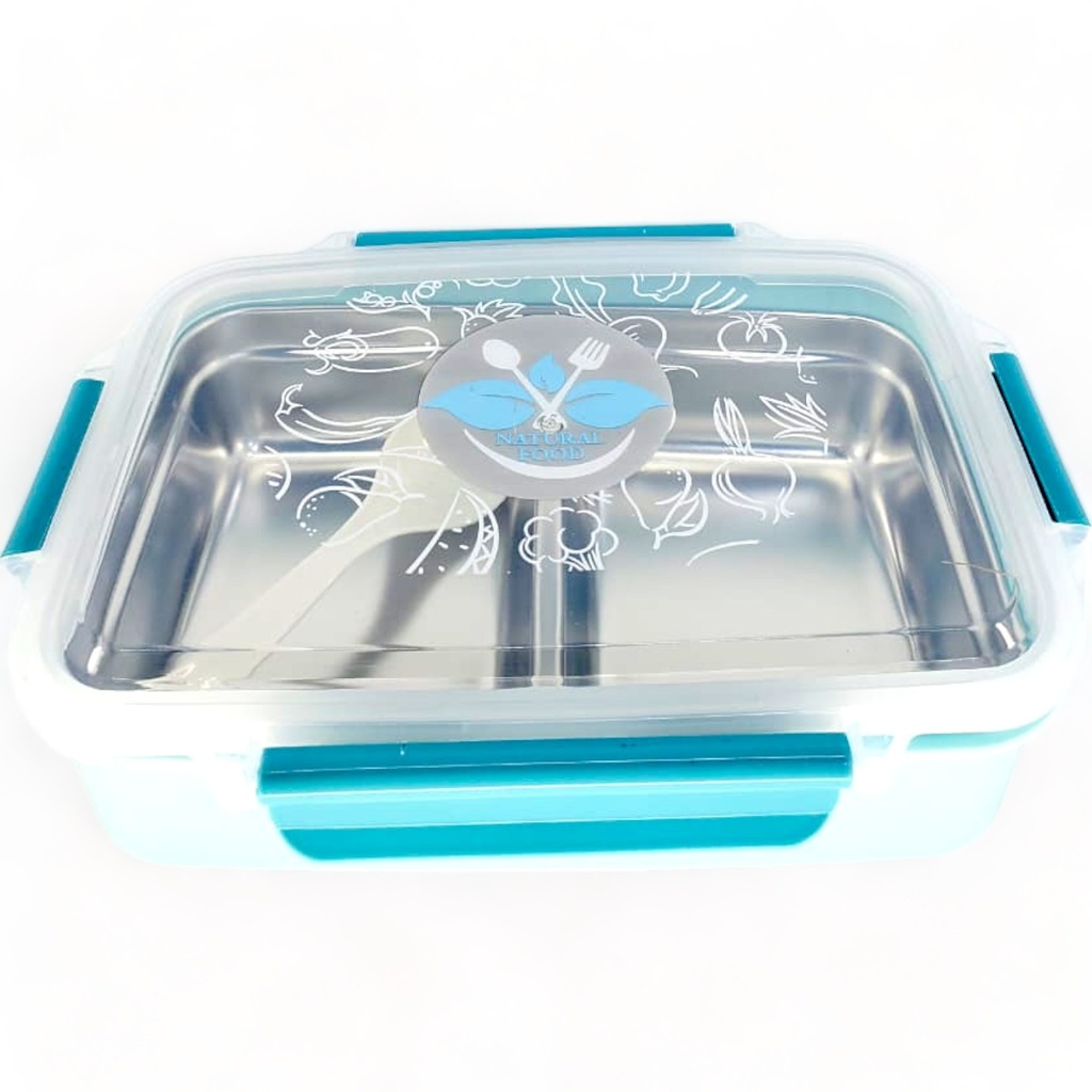 Natural Food Stainless Steel Lunch Box - Double Compartment - Blue | A-5
