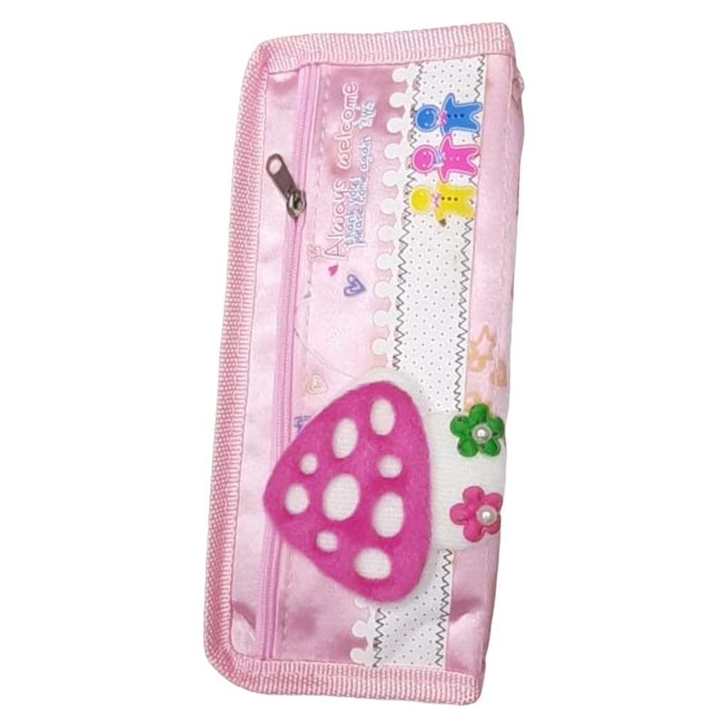 Always welcome Embossed Pencil Pouch - Pink