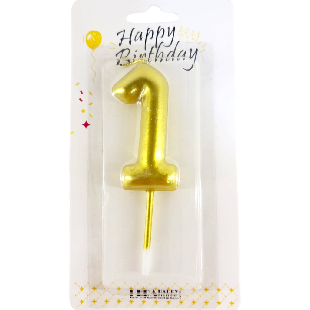 Numeric Candle "1" - Golden (Bubbly Design)