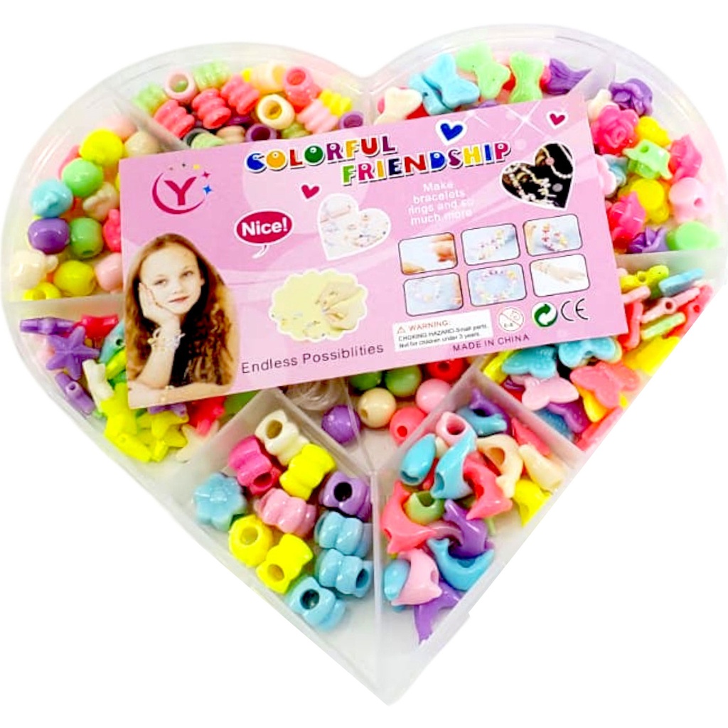 Colorful Friendship Beads - Heart - No. 2233