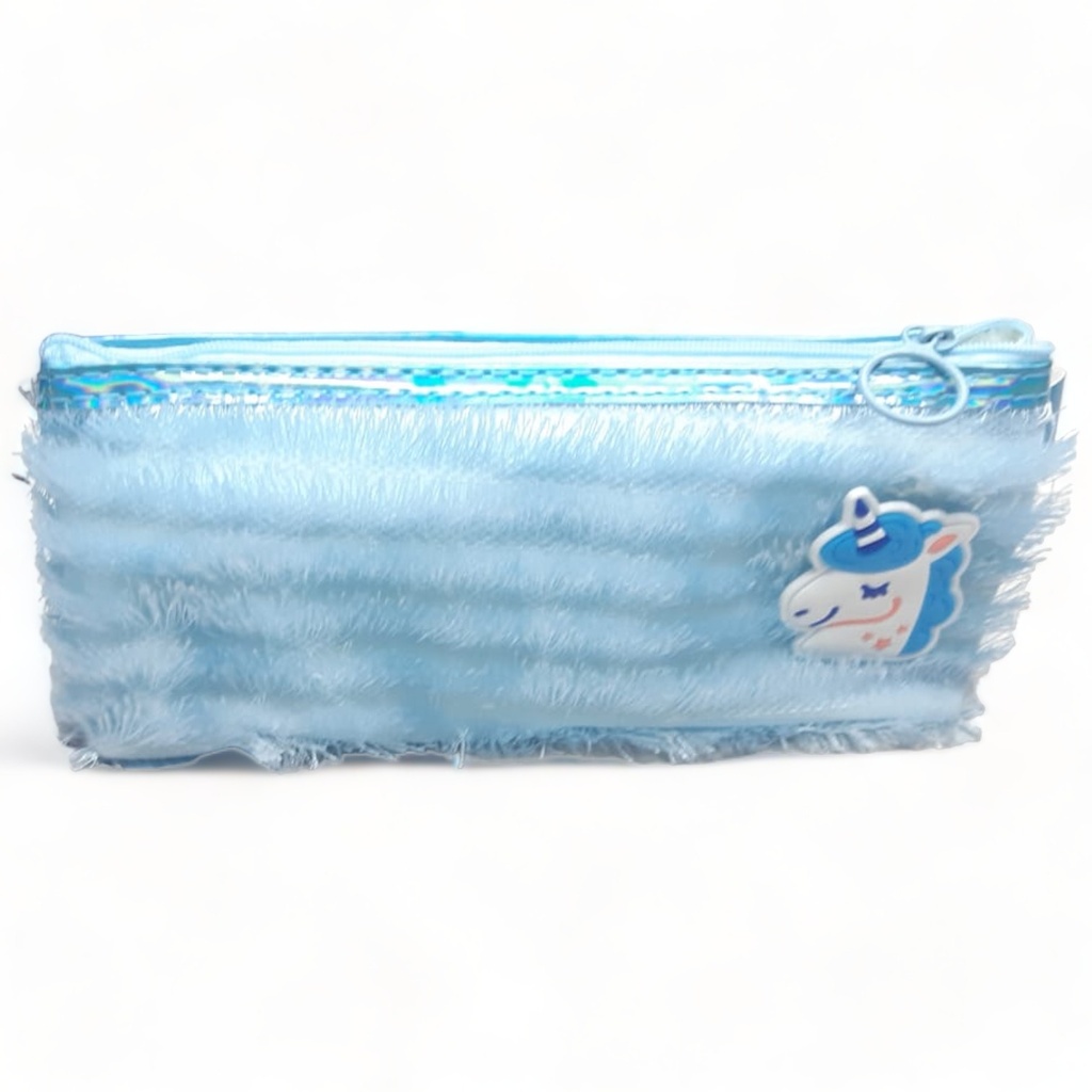 Unicorn - Fur Smart Pencil Pouch for kids - Blue