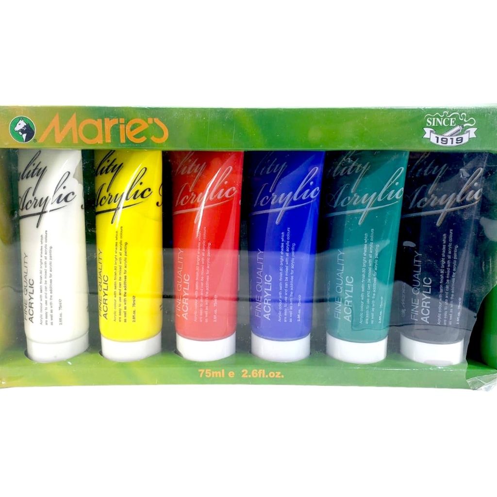 [7331121088886] Maries Acrylic Paint Tube - 75ml - Pack of 6