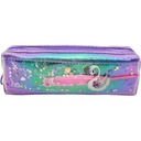 Single Zipper Glitter Pencil Pouch - Purple - No. TZJZ-866