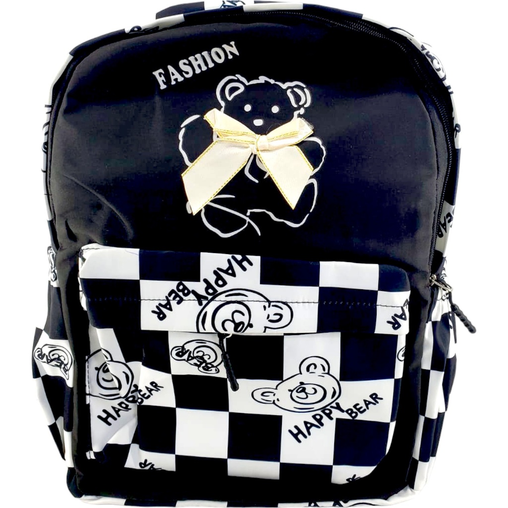 Cheque College Bag - Black/White( IMPORTED )