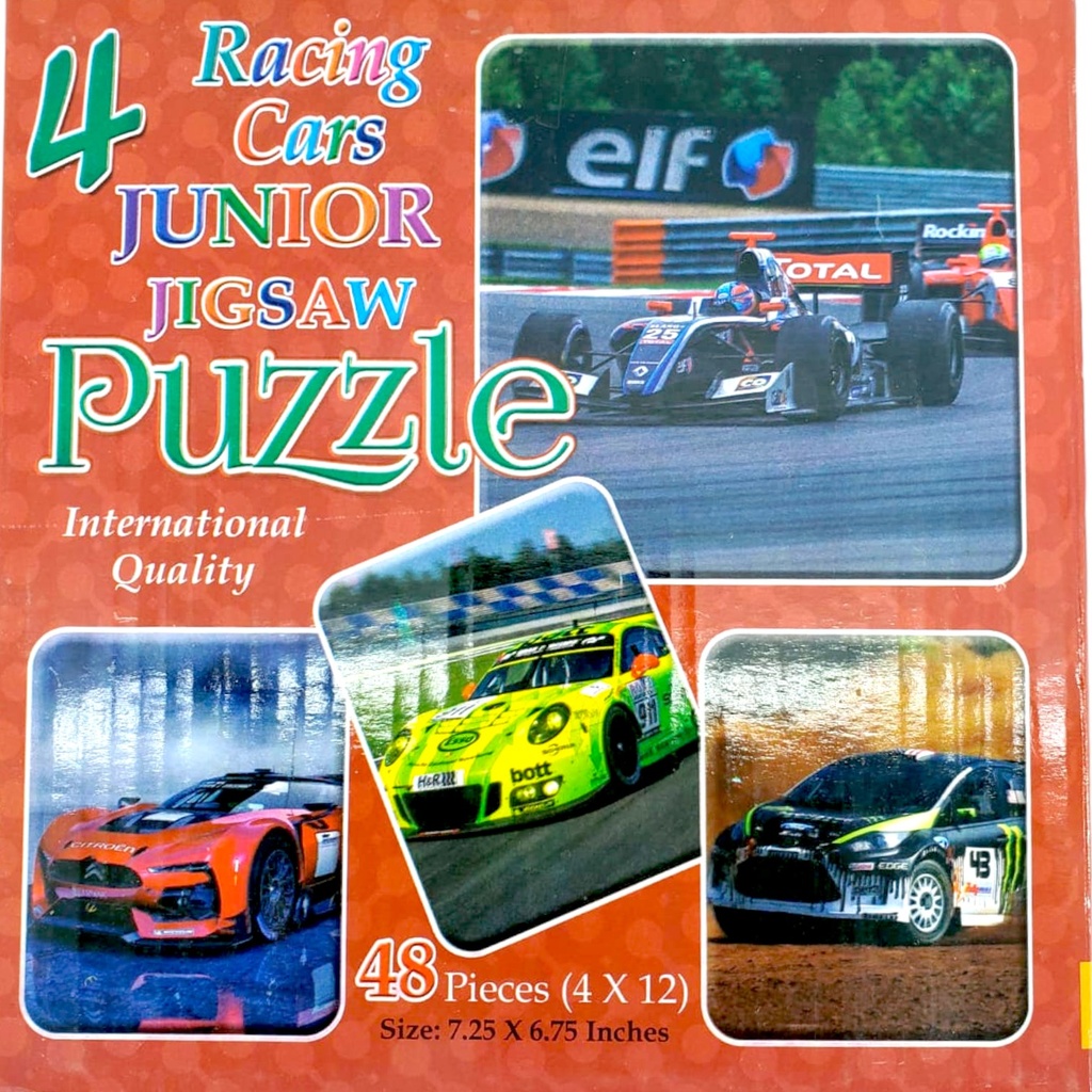4 Junior Jigsaw Puzzle Racing Car - 48 Pcs - Children's
