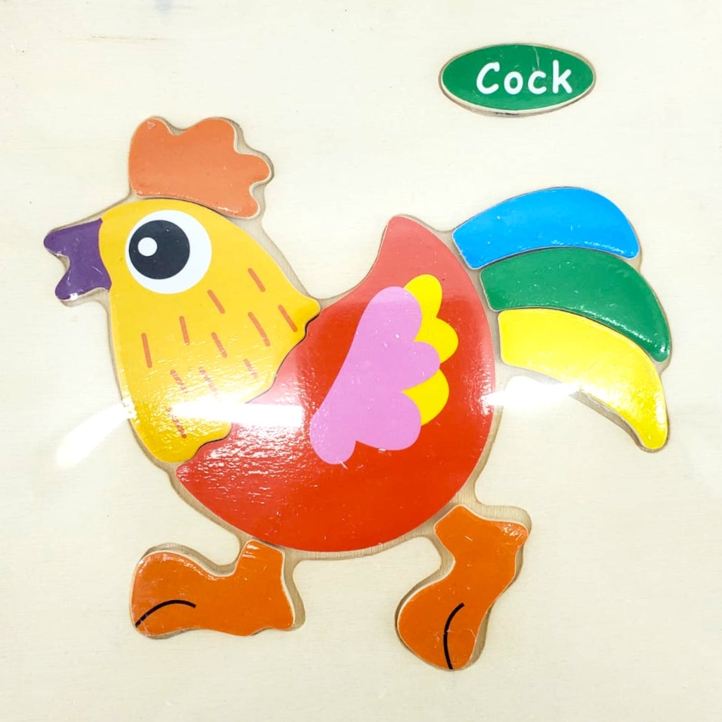 Wooden Cock Embossed Plate Toy