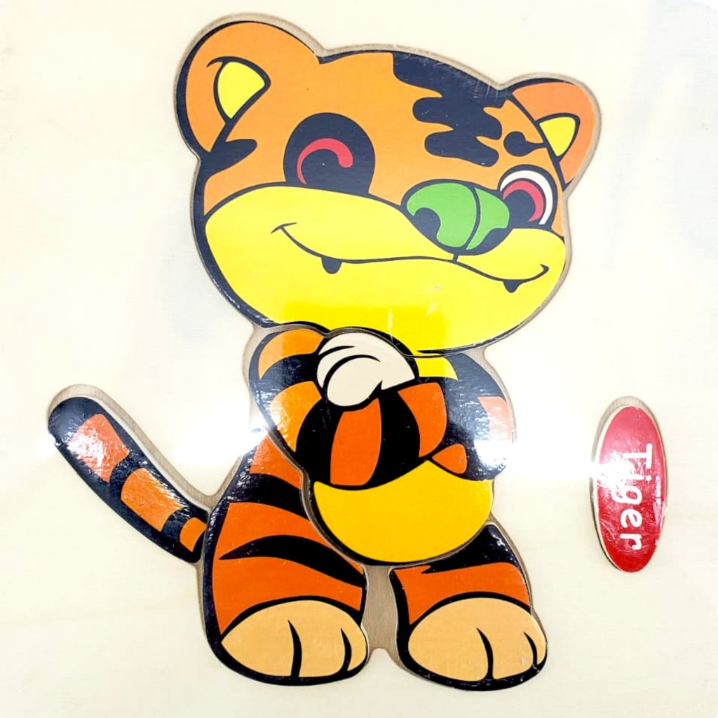 Wooden Tiger Embossed Plate Toy