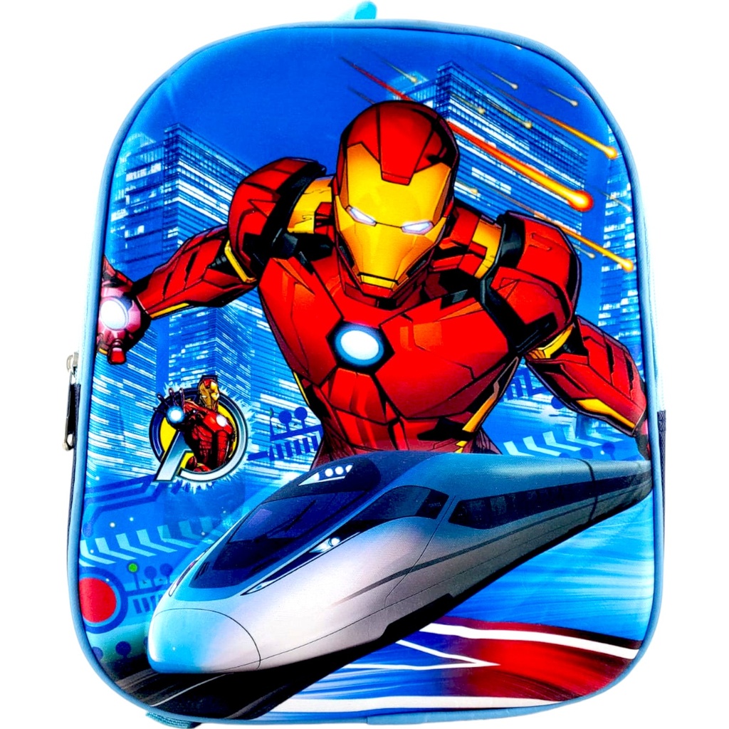 Iron-Man Pre-Primary School Bag - Blue( MADE IN PAKISTAN )