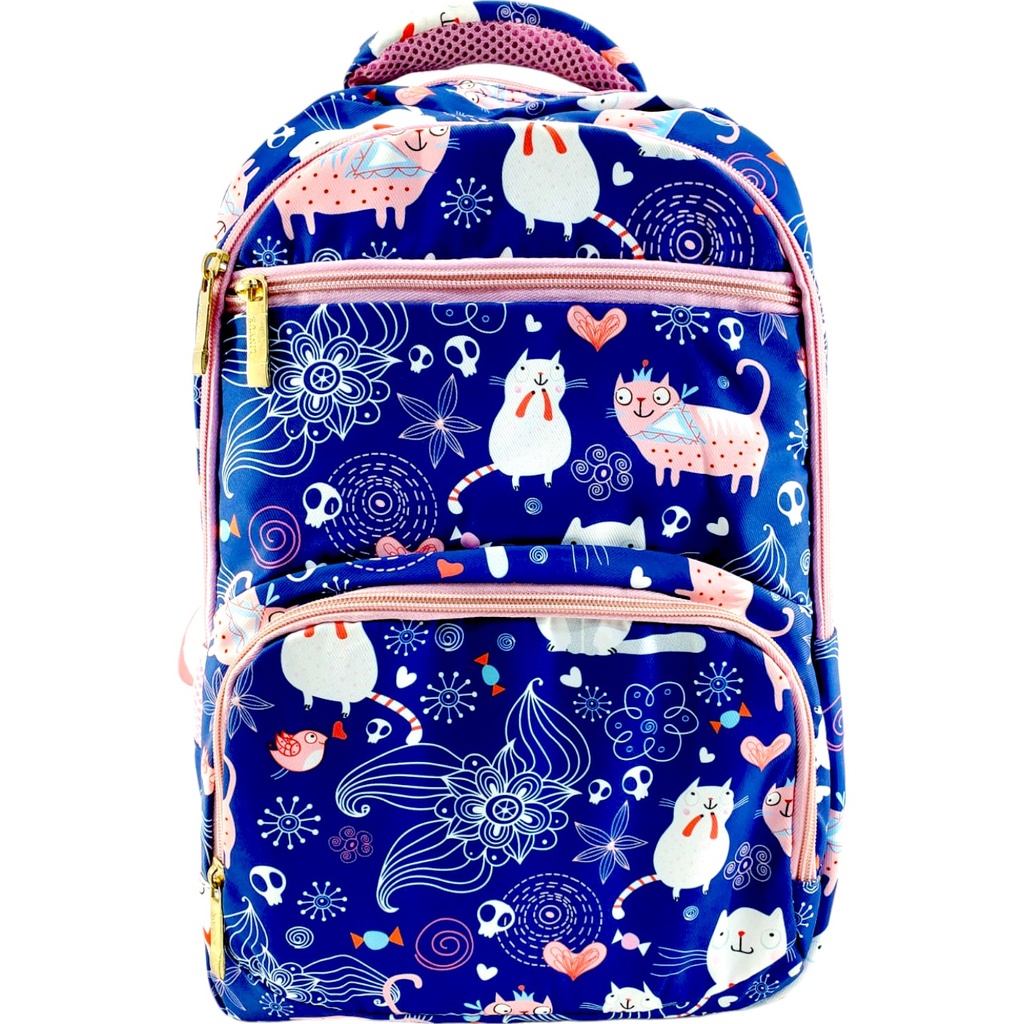 Cat Printed School Bag 2 - Assorted Colour