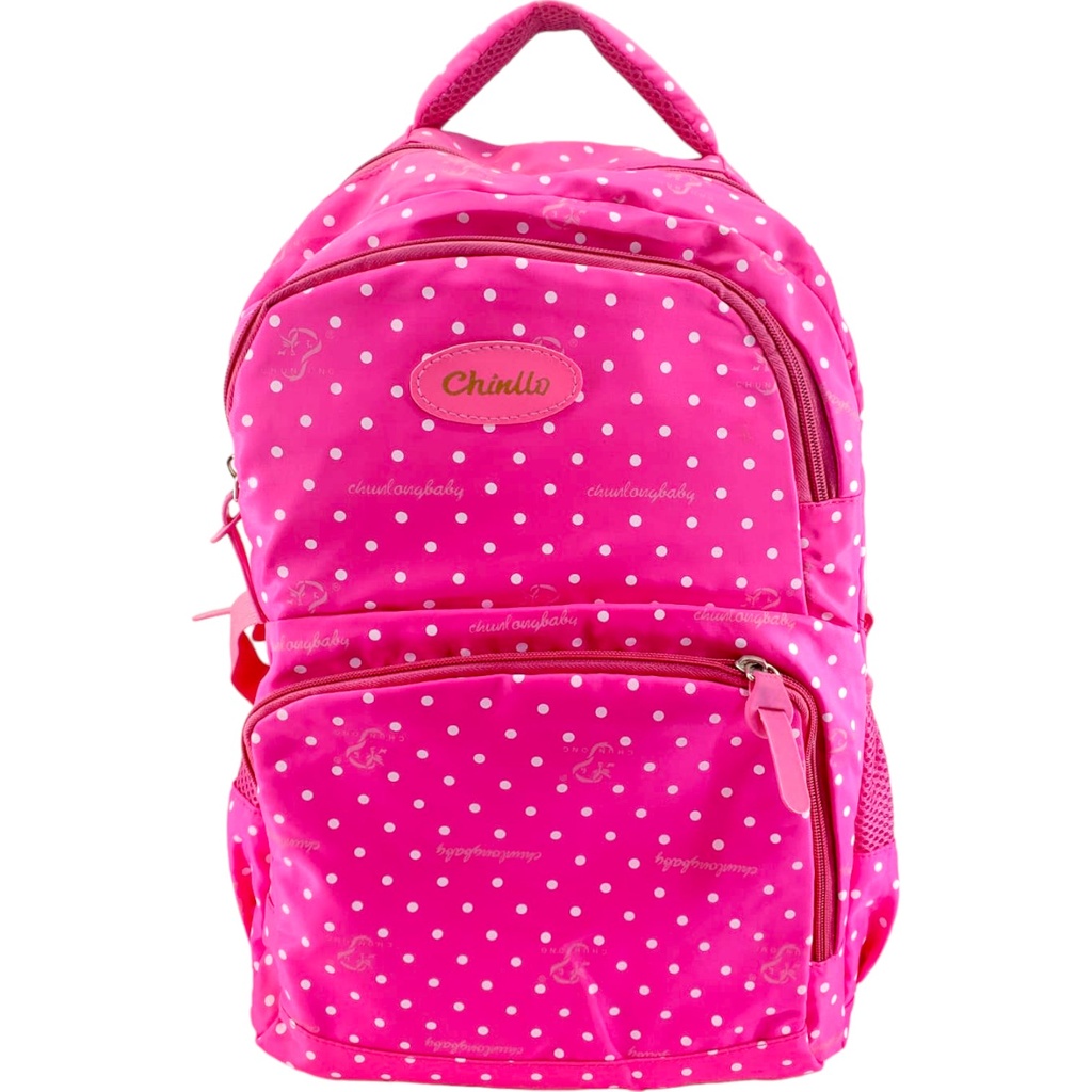 Chinllo Polka Dots School Bag - Pink - Class - 1 - 2( IMPORTED )