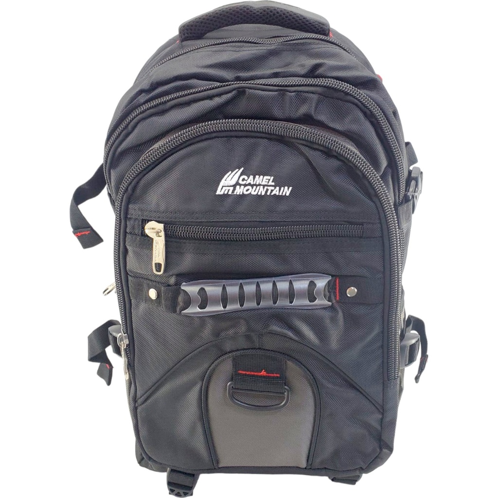 Camel Mountain 20Inch School Bag With Holding Belt- Black/Grey - Class - 3 - 8( IMPORTED )
