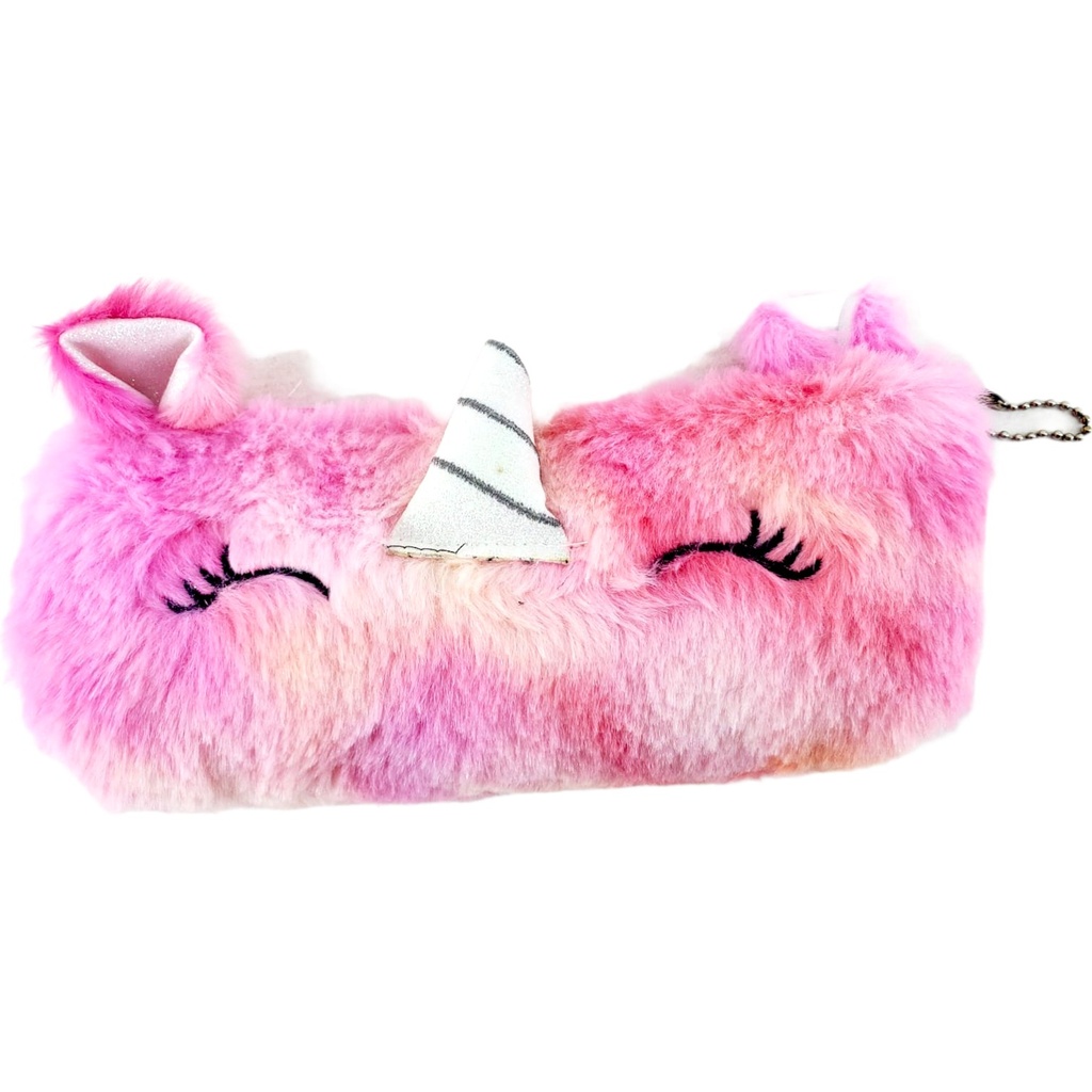 Fur Pencil Pouch - Pink - Unicorn
